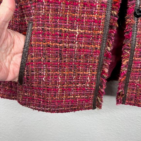 Tweed Burgundy Sz 4 Wool Blend Classic Fit Skirt Suit Acadamia Clueless Preppy - Picture 8 of 16